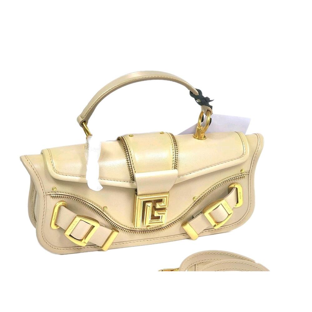 RRP$2094 BALMAIN Blaze Leather Satchel Bag Logo Top Handle Detachable Strap
